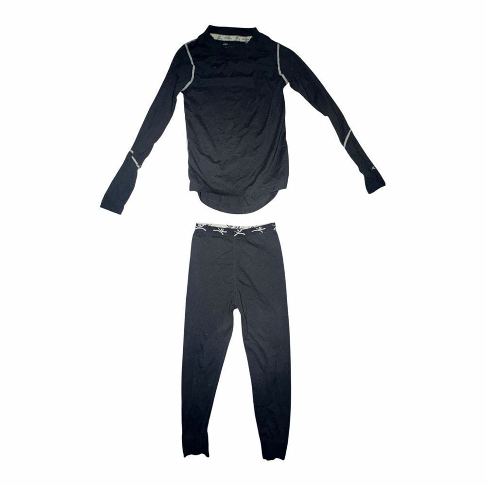 Terramar Boys XS Extra Small Black Long Underwear Base Layer Set Shirt Pants EUC